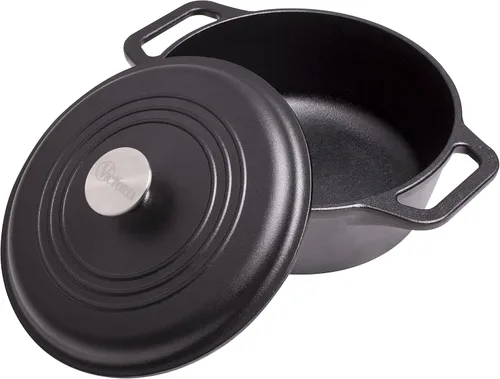Miniatura 2 de Victoria Horno holandés de hierro fundido de 4 cuartos de galón con tapa y asas de doble bucle, sazonado con aceite de linaza, fabricado