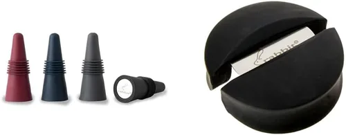 Rabbit W6121 - Tapones para botellas, juego de 4, cortador multicolor y Rabbit para botellas de vino (negro, 1 EA - W6113)