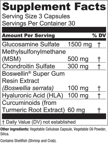 Miniatura 4 de Essential Elements Glucosamina Condroitina MSM Boswellia Serrata Suplemento de ácido hialurónico para apoyo articular Suplemento antioxidante