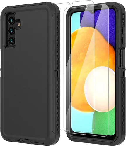 ONOLA Funda compatible con Galaxy A13 5G, con protector de pantalla HD (paquete de 2), funda duradera a prueba de golpes de 3 capas para color negro