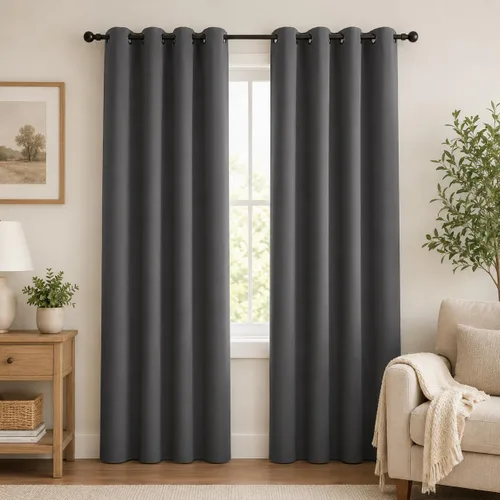 Miniatura 35 de Aquazolax Cortinas opacas de 45 pulgadas de largo, juego de 2 paneles para guardería, cortinas de tratamiento de ventanas con aislamiento térmico