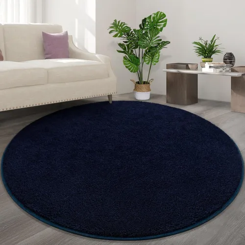 Miniatura 7 de FlyDOIT Alfombras redondas para dormitorio, sala de estar, 4 x 4, color azul marino, súper suaves, cómodas, gruesas de espuma viscoelástica