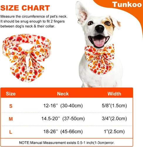 Miniatura 6 de Tunkoo Collar de perro con bonito patrón de calabaza y pavo con corbatín, duradero, ajustable y elegante, collar para mascotas de Acción de Gracias