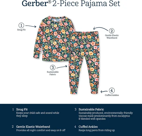 Miniatura 6 de Gerber Unisex Baby Toddler Buttery Soft 2-Piece Snug Fit Pajamas with Viscose Made from Eucalyptus