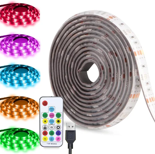 Miniatura 9 de Tiras de Luces LED USB RGB Arcoíris Persiguiendo Tiras de Luces LED TV Retroiluminación con Control Remoto de 17 Teclas Tiras de Luces Cambiables