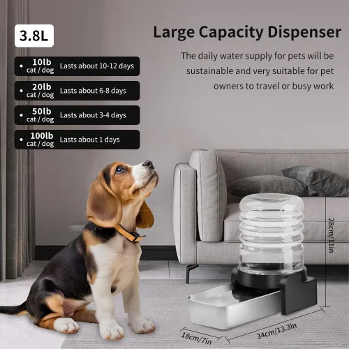 Miniatura 2 de Marchul - Dispensador de agua para gatos de 1 galón, comedero automático para perros con gravedad, dispensador de agua con 3 filtros, dispensador