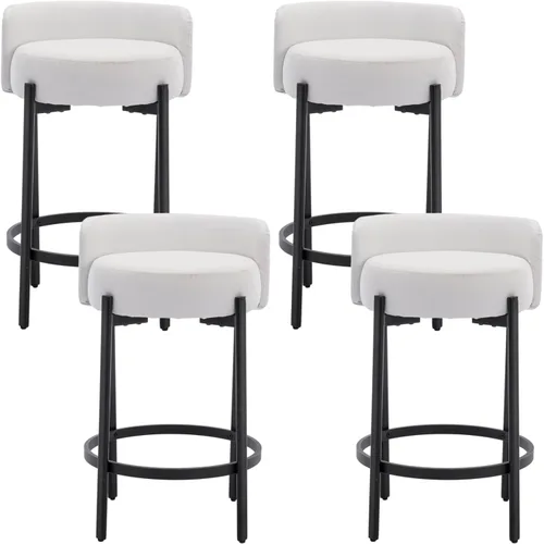 Miniatura 10 de Ya-Home Juego de 2 taburetes de bar modernos, de piel sintética, de 26 pulgadas, altura de mostrador, con respaldo bajo, taburetes tapizados