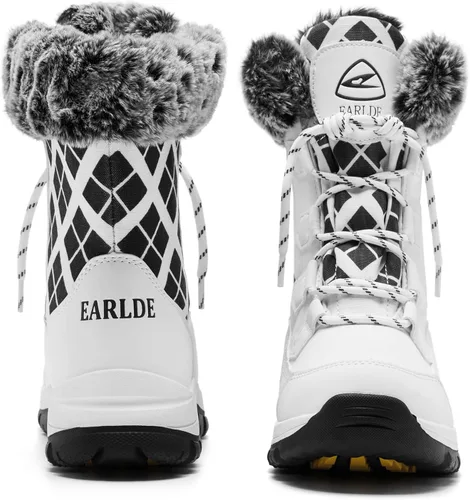 Miniatura 4 de EARLDE Womens Snow Boot With Waterproof Lace Up Mid-Calf Outdoor Winter Deep Tread Rubber Sole