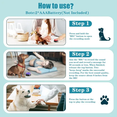 Miniatura 7 de Botones para perros para comunicación, paquete de 8 botones para hablar de perros, botón de grabación de voz de 30 segundos, timbre de entrenamiento