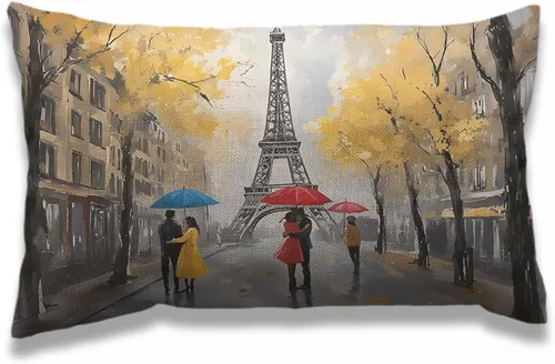 Miniatura 21 de AOYEGO Funda de almohada de cuadros rojos y verdes de 12 x 20 pulgadas, fundas de almohada rectangulares de algodón y lino para decoración