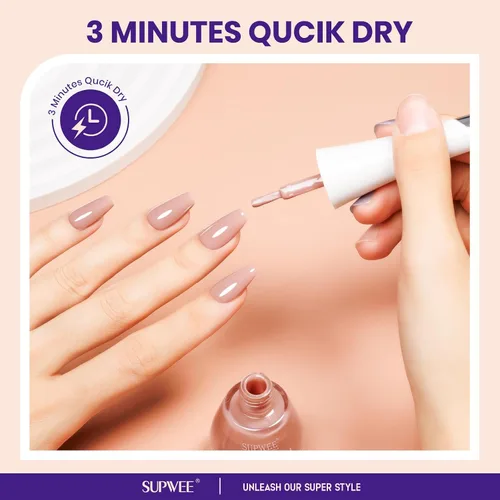 Miniatura 5 de Esmalte de uñas nude de secado rápido, 0.63 onzas líquidas, esmalte de uñas regular de secado rápido, esmalte de uñas de alto brillo para otoño