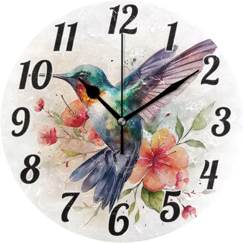 Miniatura 41 de Reloj de pared con mariposas moradas, silencioso, funciona con pilas, floral, sin tictac, decorativo, reloj analógico de cuarzo redondo de 9.5 A01