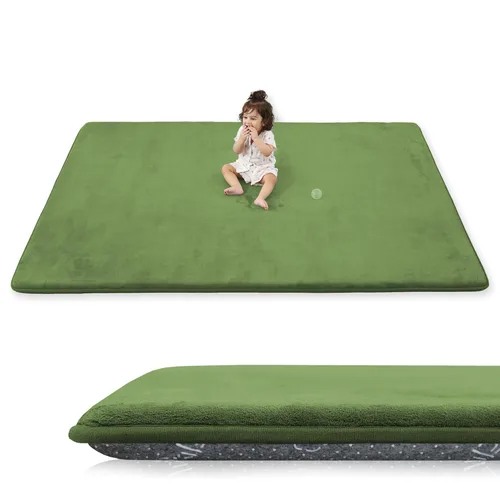 Miniatura 21 de Tapete de cama de bebé de 1.3 pulgadas de grosor para dormitorio, tapete básico de espuma acolchada suave de felpa de 28 x 72 pulgadas con acolchado