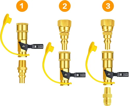 Miniatura 7 de Kit de adaptador de conexión rápida de propano de 1/4 "convertidor de manguera de propano hembra de 3/8 pulgadas a parrilla de gas, conexión rápida