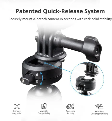 Miniatura 2 de PGYTECH CapLock - Soporte para manillar de motocicleta de liberación rápida, rotación de doble bola de 360°, adaptador de 1/4"-20, para DJI OSMO