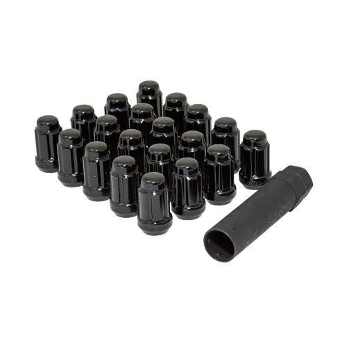 GORILLA Tuerca de rueda Acorn, 12 mm x 1.50 rosca, asiento de 60 grados, extremo cerrado, llave, acero, cromado negro, universal, juego de 20 Fábrica