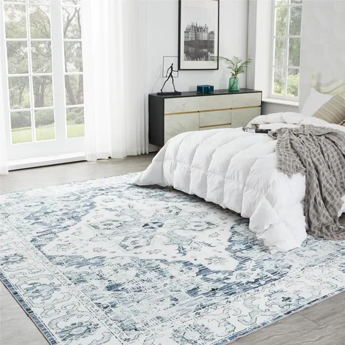 Miniatura 31 de Syalife 4x6 Alfombra Lavable para Área, Ultra Suave Antideslizante, Pila Baja, Alfombra Vintage Resistente a Manchas para Sala de Estar, Alfombra
