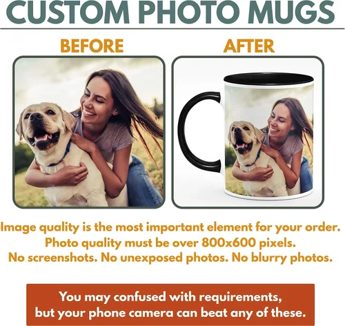 Miniatura 3 de Tazas de café con foto personalizada, 11 onzas, color negro con imagen, texto, regalos personalizados, taza de cerámica personalizada, grandes