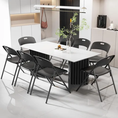 Miniatura 8 de VINGLI Sillas plegables, silla plegable de plástico, capacidad de hasta 350 libras, asientos portátiles para interiores y exteriores, eventos, Negro