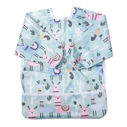 Miniatura 10 de Babero de bebé manga camisa con bolsillo 1-3 años pintura para niñas (Flamingo Cactus)