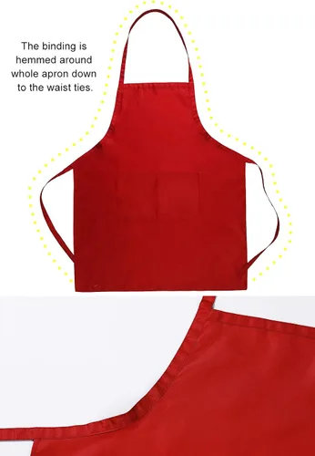 Miniatura 6 de Paquete de 2 gorros de chef y delantales para mujeres y hombres, delantales de cocina con bolsillos para hornear barbacoa