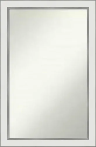 Miniatura 287 de Amanti Art Espejo de baño blanco para sobre el fregadero, 30 x 35 pulgadas, espejo de tocador rectangular estrecho de Eva de oro blanco, marco