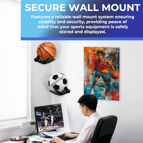 Miniatura 6 de Juego de soportes de pelota de baloncesto de mano, soportes de pared para escultura de mano izquierda y derecha para baloncesto, voleibol y fútbol