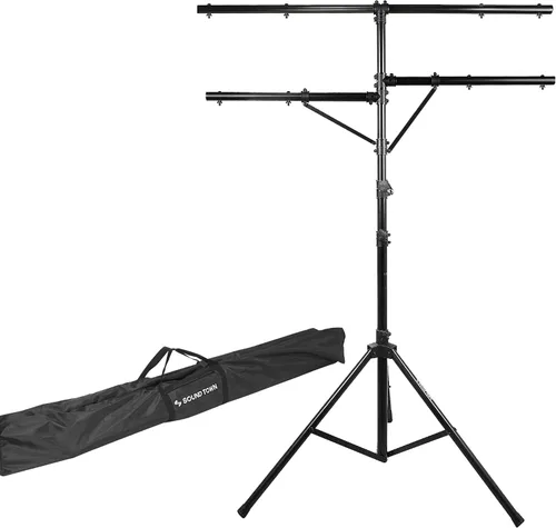 Miniatura 7 de Sound Town Paquete de 2 soportes de iluminación para DJ, altura ajustable, 9 pies de alto, con barra en T y base de trípode (STLS-T09-PAIR)