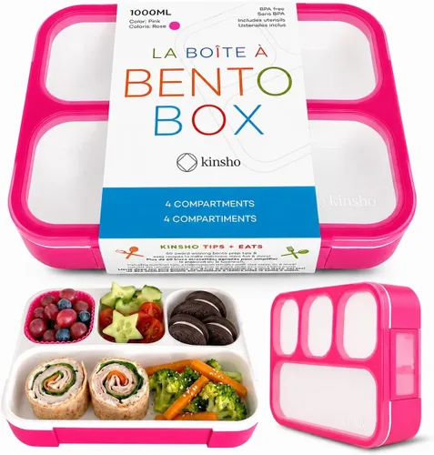 Miniatura 15 de kinsho Bento-Box Lonchera para Niños y Niñas, Recipientes de Comida y Aperitivos para Guardería de Niños Pequeños, Escuela, Viajes, Loncheras Para