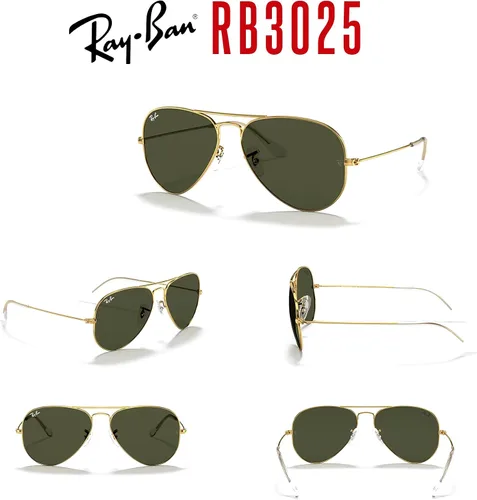 Miniatura 95 de Ray-Ban RB3025 - Lentes de sol de aviador de metal para hombre y mujer + paquete con kit de cuidado de gafas iWear de diseñador