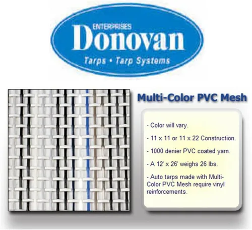 Miniatura 2 de Donovan Multi-Colored PVC Mesh Tarps w/Grommets and Spline, High Grade (7' x 12')