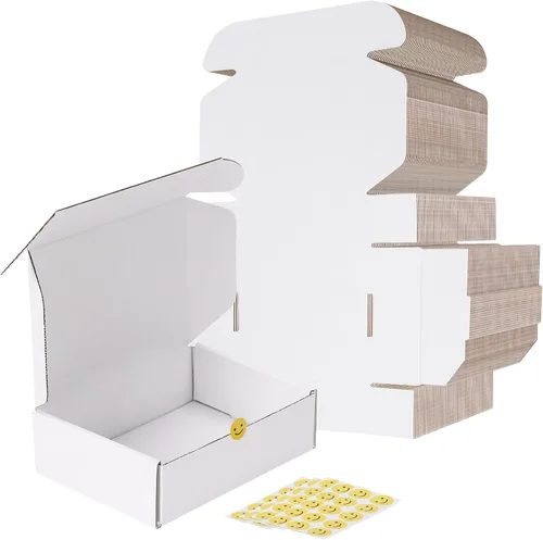 Miniatura 33 de RLAVBL Juego de 25 cajas de envío de 10 x 8 x 3, caja de cartón corrugado blanca para embalaje, correo, negocios Blanco