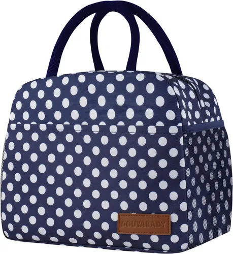Miniatura 16 de douyadady Bolsa de almuerzo para mujeres/hombres, fiambrera mujeres/hombres (azul bebé+rayas blancas)