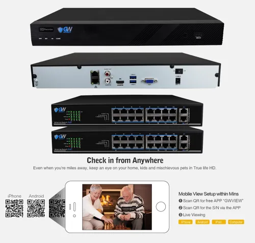 Miniatura 4 de GW 4K - Sistema de cámara de seguridad para detección de personas/vehículos para exteriores/interiores, 32 canales 12MP PoE NVR, 32 x 4K 8MP UltraHD