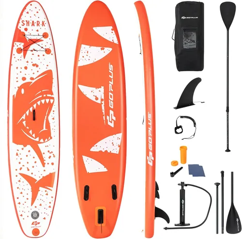 Miniatura 14 de Goplus Tabla de remo inflable de pie, 10/10.5 pies/11 pies SUP 6 pulgadas de grosor con accesorios de primera calidad, paleta de aluminio ajustable