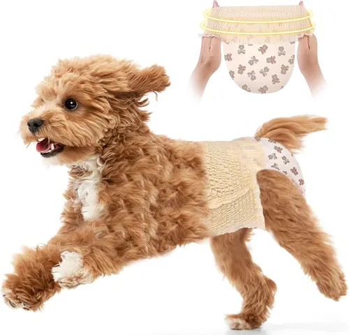 Ambreview Pañales para Perras Hembras, Pañales Desechables para Perras Hembras con Cintura Elástica, Pañales Tipo Pull-Up para Cachorros para
