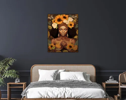 Miniatura 71 de Arte de pared afroamericano, decoración de rey y reina bailarín negro para sala de estar, arte de pareja de amor negro para dormitorio, lienzo