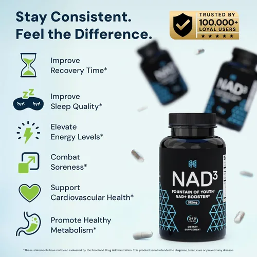 Miniatura 6 de Reparación metabólica de nicotinamida ribosida HPN, 180 cápsulas, tamaño económico, potenciador de NAD+ patentado con Niagen (Nr), el producto