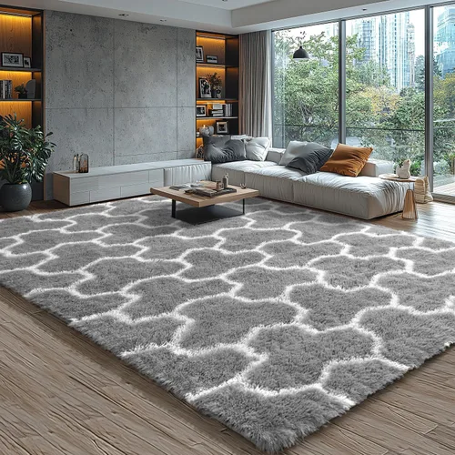 Miniatura 113 de EVOIONOS - Alfombra redonda gris para dormitorio, 5x5 pies; alfombras circulares suaves y esponjosas para sala de estar, alfombras de felpa peludas