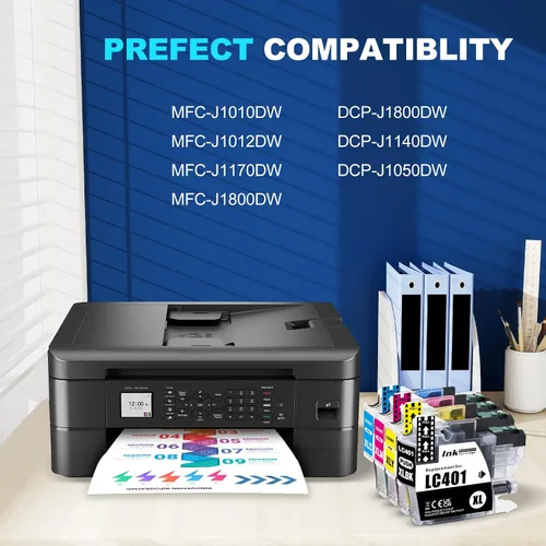 Miniatura 2 de LC401XL - Cartuchos de tinta de alto rendimiento (paquete de 4), no compatibles con impresoras Brother LC-401XL LC401 XL MFC-J1010DW MFC-1012DW