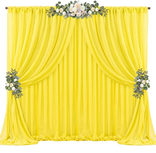 Miniatura 35 de Cortinas de fondo azul bebé de 10 pies x 10 pies, tela de gasa chiffon transparente sin arrugas, tela de fondo fotográfico drapeada para arco