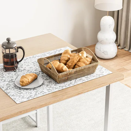 Miniatura 6 de VECELO Mesa y sillas de cocina para 4, juego de comedor con sillas/taburetes de poliuretano, marco de metal resistente, mesa de madera, diseño que