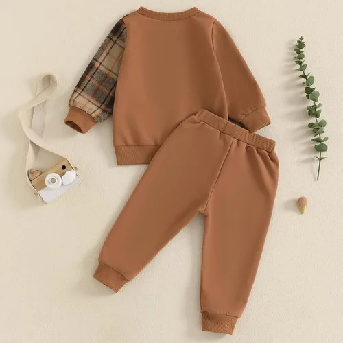 Miniatura 70 de Conjunto de sudadera de manga larga con cuello redondo y pantalones deportivos para bebés, ropa de invierno para bebé
