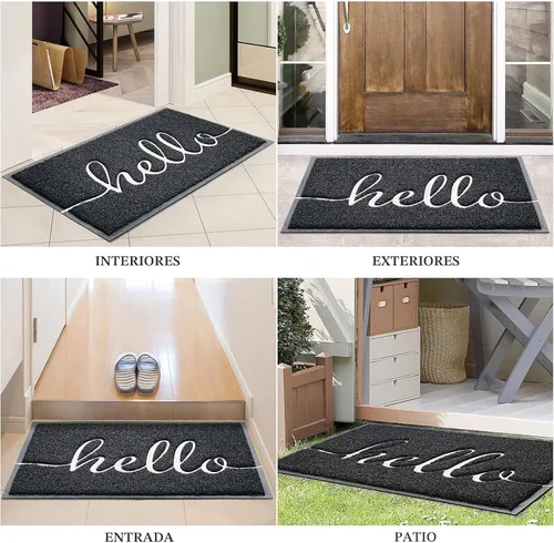Miniatura 7 de Tapete para Puerta (30"x17.5", Negro), Tapete de Bienvenida de Perfil Bajo Tapete de Entrada Tapete de Piso Alfombras Antideslizantes para Entrada