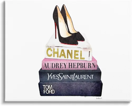Miniatura 12 de Stupell Industries Glam Fashion - Juego de libros de tacón negro enmarcado con textura giclée, fabricado con orgullo en Estados Unidos
