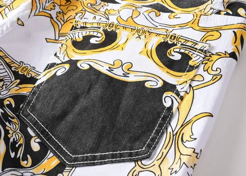 Miniatura 37 de Baylvn - Pantalones de mezclilla entallados y estampados para hombre con corte recto