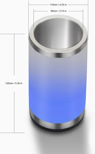 Miniatura 9 de Enfriador de vino con lámpara táctil RGB Cubo enfriador de botellas de vino Aislador de doble pared con 2 bolsas de hielo para champán de 25.4