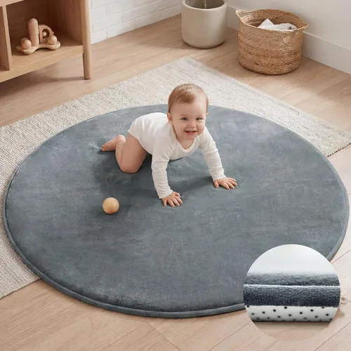 Miniatura 25 de Alfombra de juego para bebé para piso, 47 x 47 pulgadas (beige)