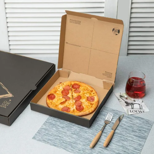 Miniatura 3 de Restaurantware Eco Pie - Cajas de pizza de 10.6 x 10.6 x 1.7 pulgadas, 50 cajas de entrega de pizza corrugada, reutilizables como platos, cajas