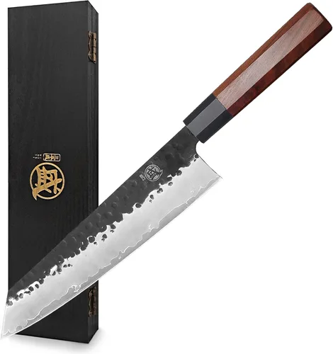 Miniatura 12 de MITSUMOTO SAKARI Cuchillo de chef Gyuto de 8 pulgadas, cuchillos de chef de cocina forjados a mano japoneses, acero de alto carbono 9CR18MOV de 3
